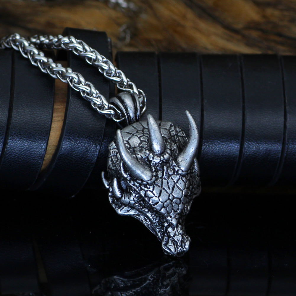 Wholesale Domineering Dragon Head Pendant Hip Hop Retro Style Men's Necklace